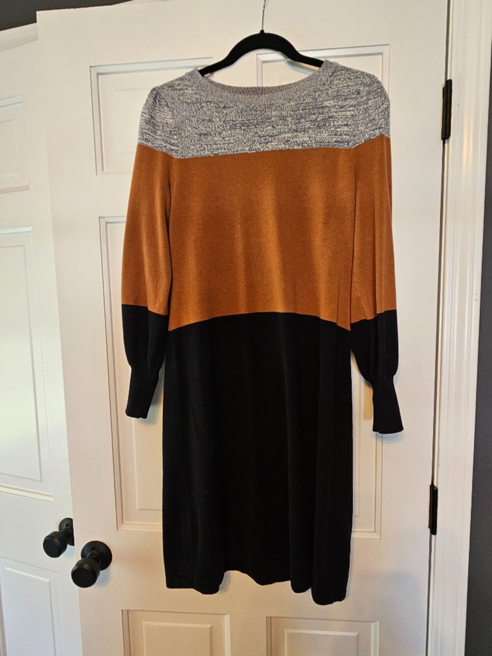 Talbots Colorblock Sweater Navy Rust Crewneck Cotton Pullover Career Knit S - Picture 2 of 8